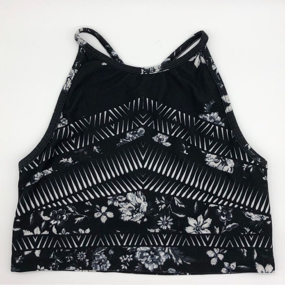 Betsey Johnson Performance Longline Sports Bra Crop Top Yoga Pulates Black S
